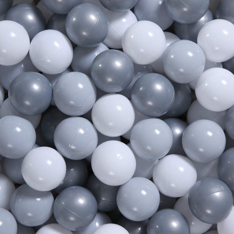 GOGOSO Ball Pit Balls for Toddler  Baby Plastic Playballs Kids Soft Pastel Pelotas Non-Toxic BPA-Free Gray+Pearl Gary+ White  100 Balls - Image 1